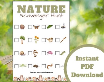 Nature Scavenger Hunt for Kids: Outdoor Treasure Hunt Game (Digital Download)
