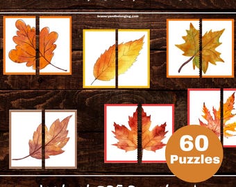 Matching Leaves Puzzle | Fall Toddler Activity | Autumn Montessori Activity | Fall 2 Piece Puzzle | Fall Toddler Puzzle | Autumn Puzzle