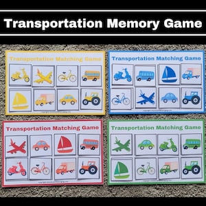 Transportation Matching Game: Preschool Vehicle Color Activity (Digital Download)