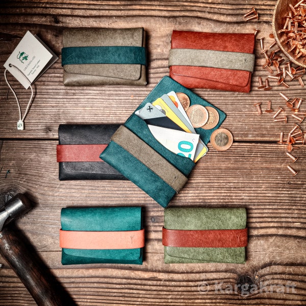 Handgefertigte Italienische Lederklappe Kartenhalter Fronttasche Brieftasche