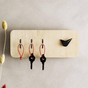 Wall Key Holder Clock: Personalized Vegan Leather Keychain Loops