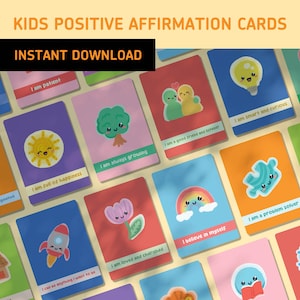 Affirmationskarten für Kinder | Kinder | Digitaler Download | Affirmationen für psychische Gesundheit | Kinder | Positivität Karten | Selbstfürsorge