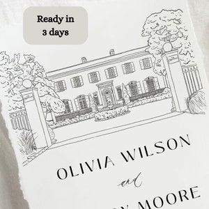 Wedding Venue Sketch Invitation Custom Wedding Venue Illustration for Invite Wedding Venue Illustration Custom Wedding Drawing Stationery