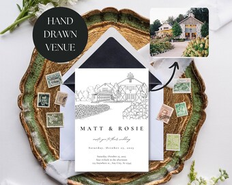 Personalized Wedding Venue Illustration Custom Sketch Wedding Venue Customized Illustration Wedding Venue Sketch Idea for Invitation Design