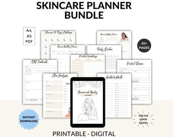 Skincare Planner Routine Skincare Checklist Planner Beauty Journal Skincare Organizer Facial Skincare Tracker Template Glow Up Diary Digital