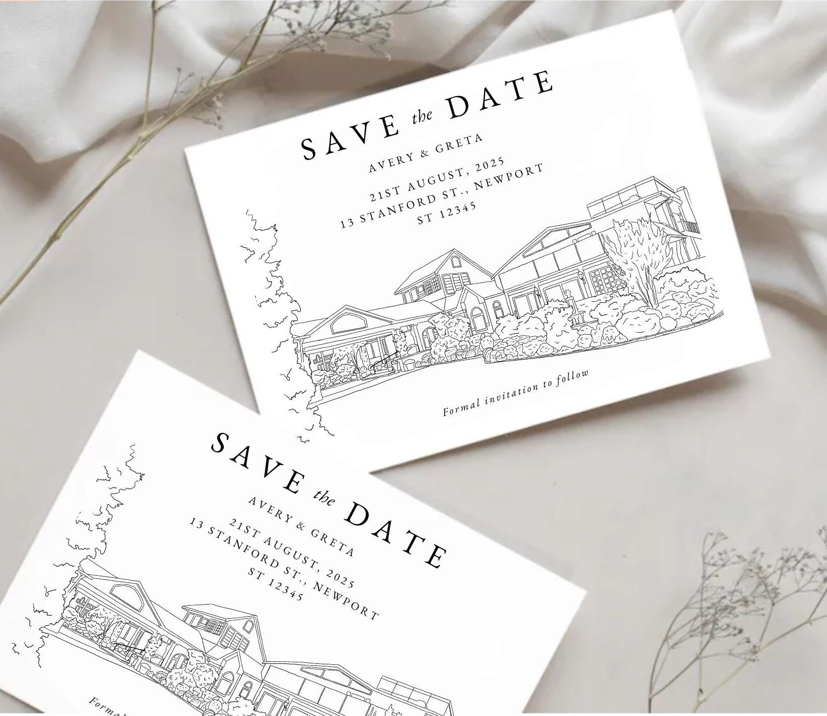 Wedding Venue Sketch Invitation Custom Wedding Venue Illustration for ...