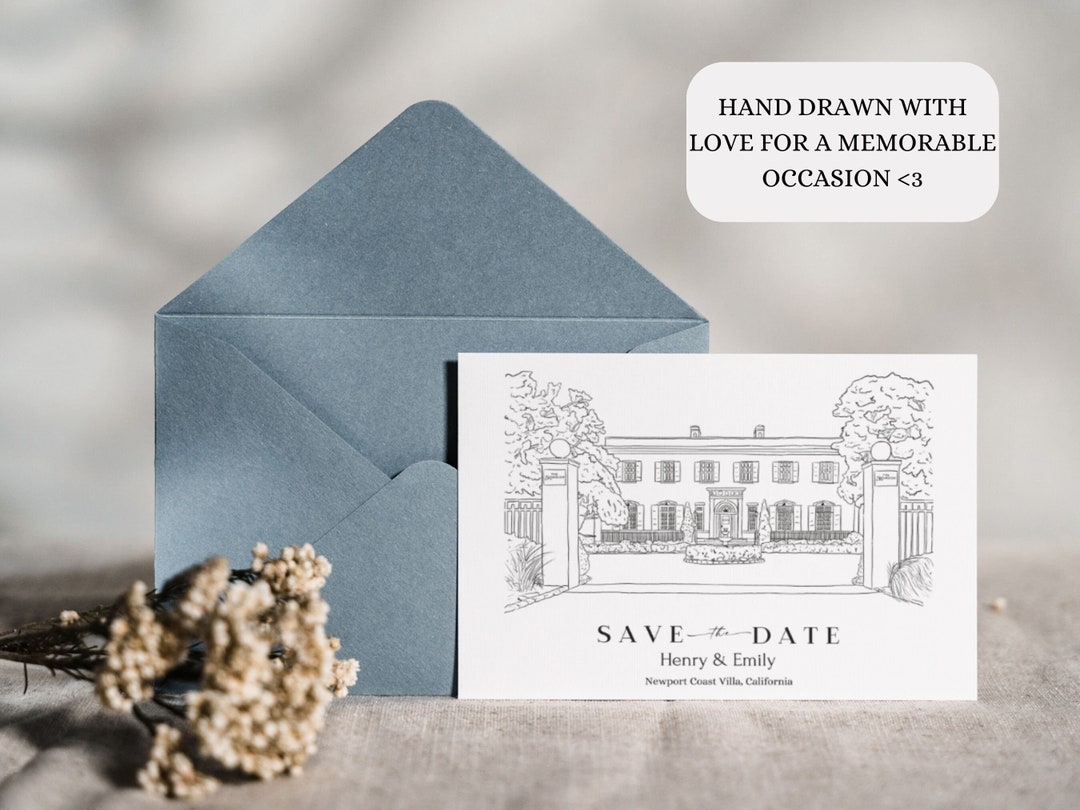 Wedding Venue Sketch Invitation Custom Wedding Venue Illustration for ...