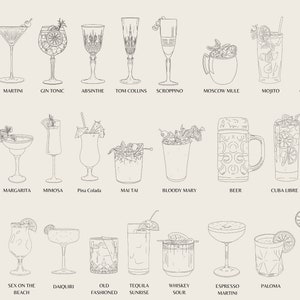Cocktail Bundle SVG Hand Drawn Cocktail Clipart PNG Custom Cocktail ...