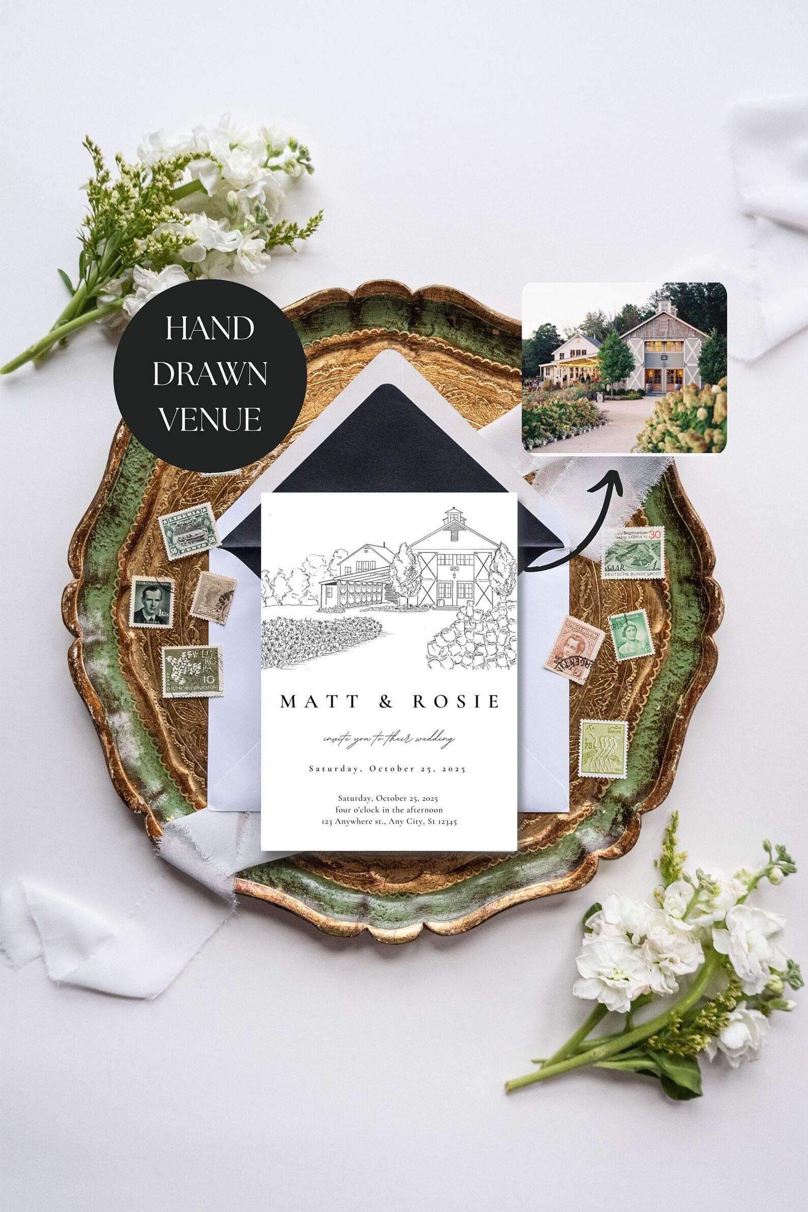 Personalized Wedding Venue Illustration Custom Sketch Wedding Venue ...