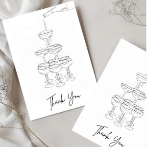 Gracias tarjeta de boda plantilla Champagne Tower boda favor DIY gracias tarjeta imprimible boda favor idea descarga instantánea tarjeta de boda