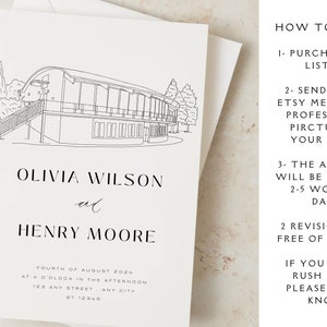 Wedding Venue Sketch Invitation Custom Wedding Venue Illustration for ...