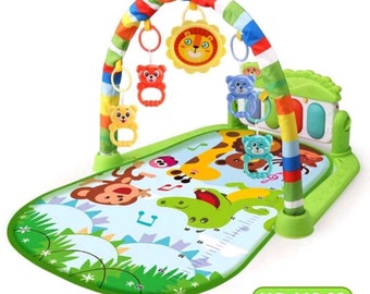 Baby Play Mat with Music and Light & Piano Keyboard and Hanging Toys, for Newborns to 36 Months