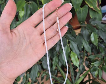 Delicate Mother of Pearl Rondelle Necklace: Sterling Silver or Gold Nacre Choker