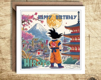 Tarjeta de cumpleaños de Goku, tarjeta de cumpleaños personalizada, tarjeta de cumpleaños, personalización, tarjeta personalizada, arte de fans