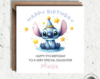 Personalised Stitch Birthday Card, Stitch Birthday Card, birthday card, daughter Stitch birthday, personalised card, Fan art, Stitch Card