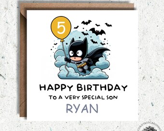Personalised Batman inspired Birthday Card, Birthday Card, Son Batman inspired birthday, personalised card, Fan art, Batman art