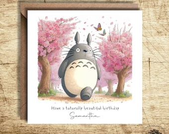 Totoro Personalised Birthday Card, Totoro Birthday, Personalised Card, birthday card, personalisation, Fan art