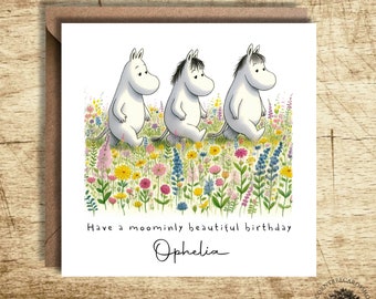 Moomin card, Moomins Personalised Birthday Card, Moomins Birthday Card, Personalised Card, birthday card, personalisation, Fan Art