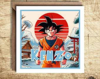 Goku Birthday Card, Personalised Birthday Card, birthday card, personalisation, personalised card, Fan art
