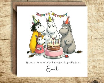 Moomin card, Moomins Personalised Birthday Card, Moomins Birthday Card, Personalised Card, birthday card, personalisation, Fan Art