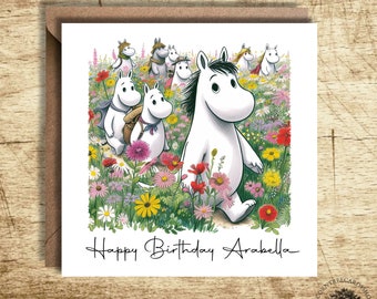 Moomin card, Moomins Personalised Birthday Card, Moomins Birthday Card, Personalised Card, birthday card, personalisation, Fan Art