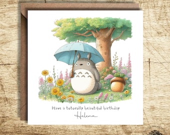 Totoro Personalised Birthday Card, Totoro Birthday, Personalised Card, birthday card, personalisation, Fan art