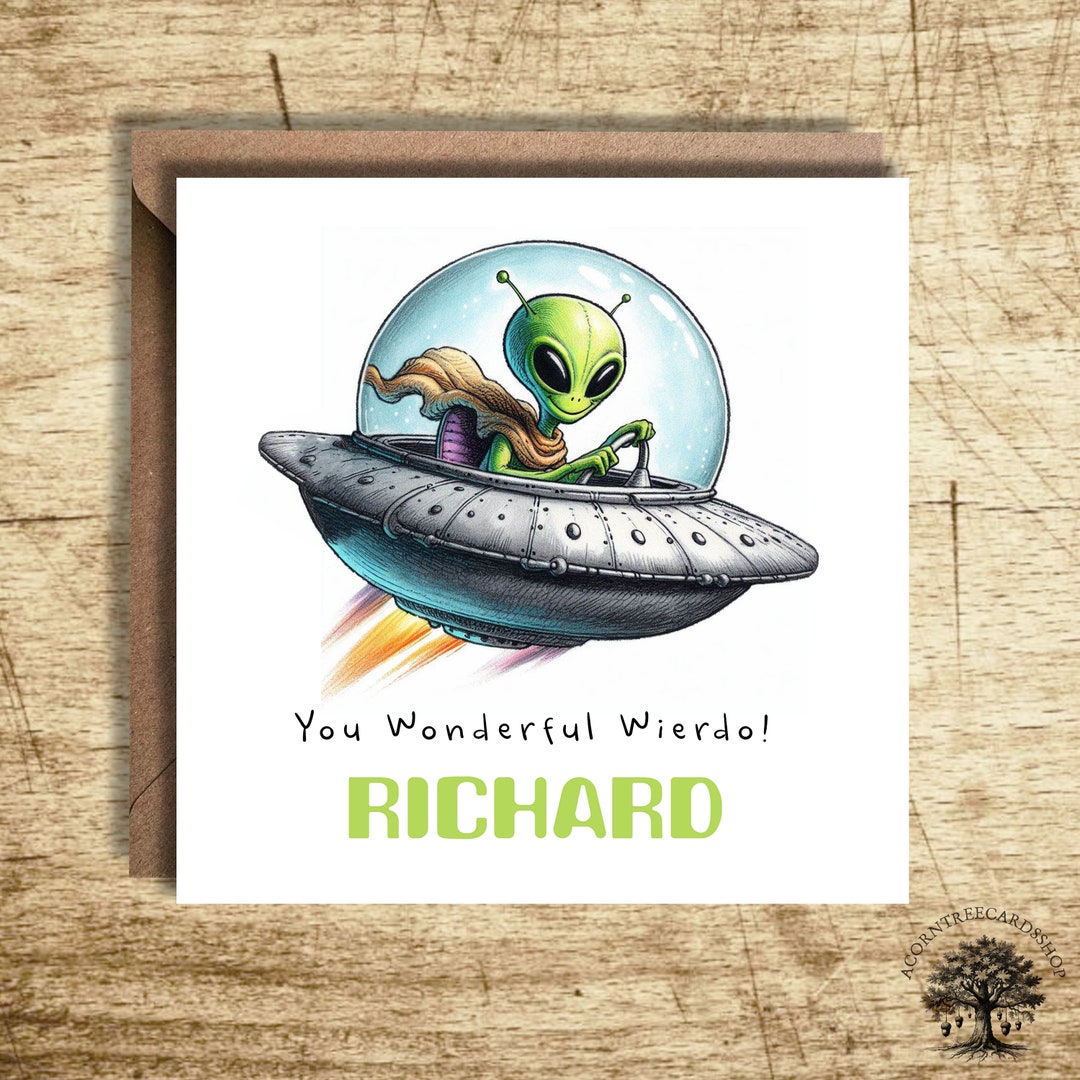 Alien Card, Personalised Birthday Card, Birthday Card, Personalisation ...