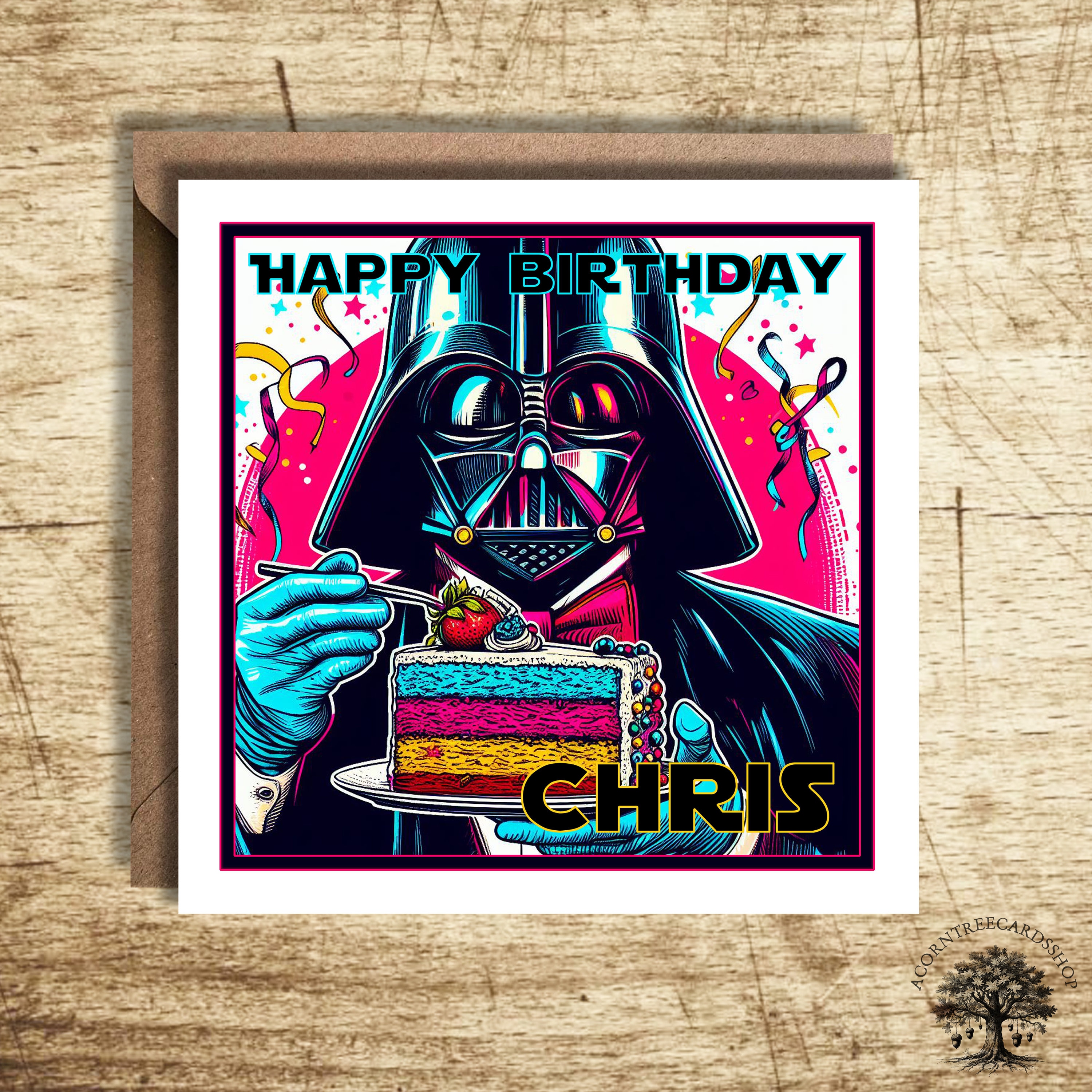 Star Wars Birthday Card, Darth Vader Card, May The Force Be With You Card, Personalised Star Wars Card, birthday card, Fan art