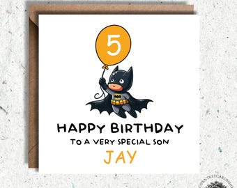 Personalised Batman inspired Birthday Card, Birthday Card, Son Batman inspired birthday, personalised card, Fan art, Batman art