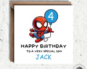 Personalised Spiderman inspired Birthday Card, Birthday Card, Son Spiderman inspired birthday, personalised card, Fan art, Spiderman art