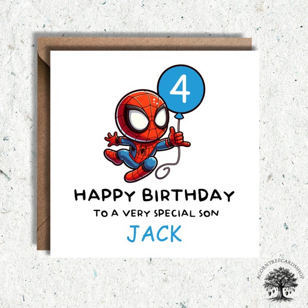 Personalised Spiderman inspired Birthday Card, Birthday Card, Son Spiderman inspired birthday, personalised card, Fan art, Spiderman art