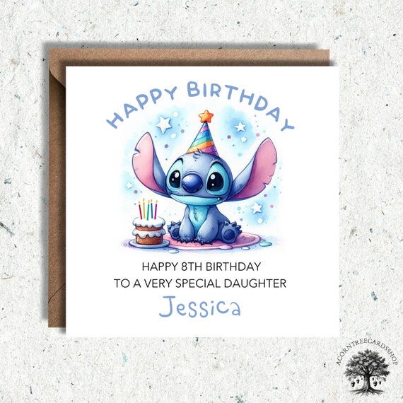 Personalised Stitch Birthday Card, Stitch Birthday Card, birthday card, daughter Stitch birthday, personalised card, Fan art, Stitch Card