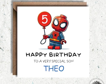 Personalised Spiderman inspired Birthday Card, Birthday Card, Son Spiderman inspired birthday, personalised card, Fan art, Spiderman art