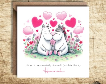Moomin card, Moomins Personalised Birthday Card, Moomins Birthday Card, Personalised Card, birthday card, personalisation, Fan Art