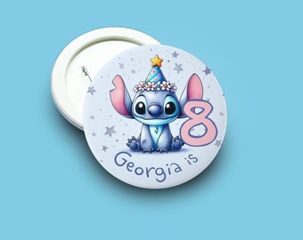Personalised Stitch Birthday Badge, Stitch Birthday Badge, birthday badge, daughter Stitch birthday, personalised badge, Stitch badge