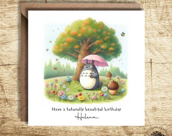 Totoro Personalised Birthday Card, Totoro Birthday, Personalised Card, birthday card, personalisation, Fan art