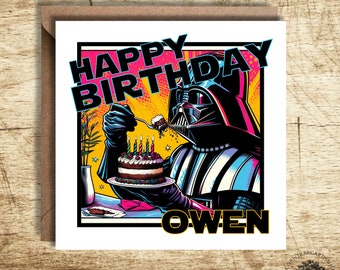 Star Wars Birthday Card, Darth Vader Card, May The Force Be With You Card, Personalised Star Wars Card, birthday card, Fan art