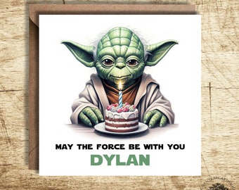 Star Wars Birthday Card, Yoda Card, May The Force Be With You Card, Personalised Star Wars Card, birthday card, Fan art
