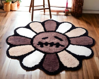 Tapis funky à fleurs fantômes, tapis d'intérieur lavables pour le salon, tapis de chambre à coucher doux et confortables, cadeau pour une nouvelle maison, cadeau de pendaison de crémaillère