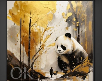 Giant Panda Bear Illustration | Panda Painting in the Forest | Printable Watercolor Art | Friendship and Encounter | Home Decor