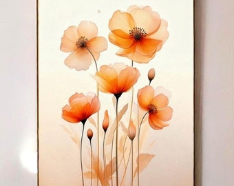 Orange Watercolor Flowers Clipart - Pack of 5 Bright Printable Images, High Quality, Instant Download