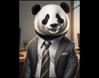 Realistic portrait of businessman panda