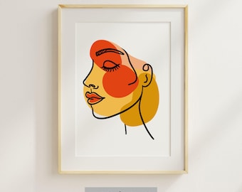 Colorful Abstract Line Art Woman's Face | Abstract and colorful line art of a woman's face | Digital Print | Instant Download