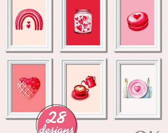 Original designs for women - Printable wall art to decorate your kitchen - Vibrant colors - Romantic food images