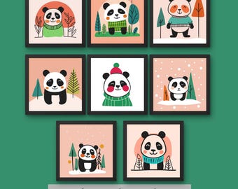 Cute panda bundle | Colorful vector illustrations for children | Digital art in PNG, JPG, SVG, and EPS