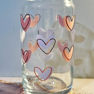 Hearts Cup | Valentine Hearts Glass Cup | Cute Love Glass | Galentine&#39;s Day | Heart Glass Coffee Cup | Valentine&#39;s Gifts | Gifts for Her