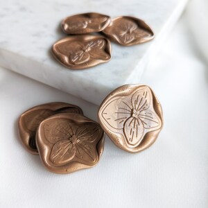 Selos de Lacre Hortênsia | Selo de Cera Flor Adesivo Autocolante | Convite, Casamento, Carta, Presente | Floral Wax Seal Stickers