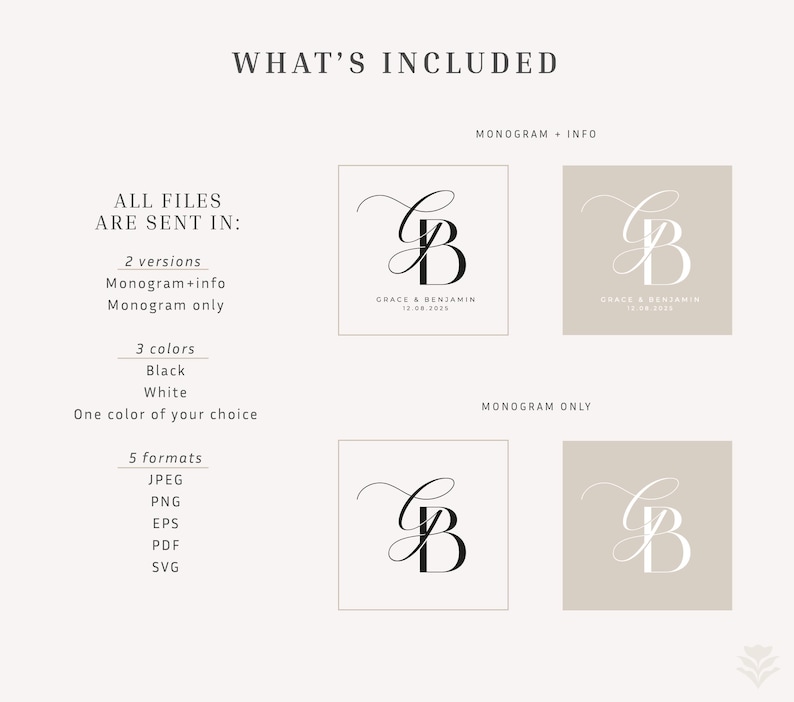 Modern Wedding Monogram | Couple Monogram | Digital Download Logo ...