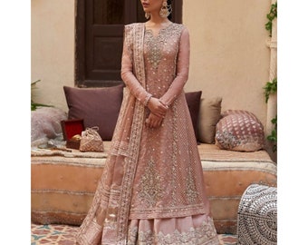 Pakistani Indian Wedding Dresses Embroidery Clothes long Maxi frock dress Collection Eid Suit Salwar Kameez Custom stitched nikkah UK USA