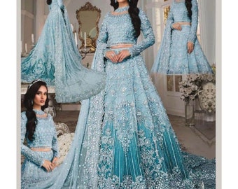 Made to Order Pakistani Indian Wedding Dresses Net Embroidered Collection Latest Eid Style Party Wear Clothes Maxi Long Frock USA UK